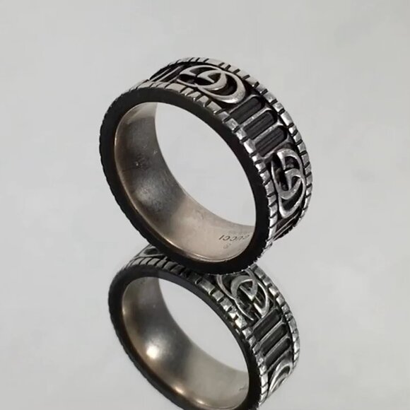 Authentic Gucci GG Marmont Sterling Silver Ring size 18 Unisex - Picture 1 of 8